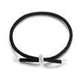 Minimalist DIY black braided red string bracelet with S925 sterling silver sliding clasp - Black