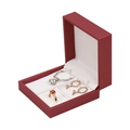 Brushed leather jewelry set storage box in red with necklace ring and earring slots - Maroon; Three-piece Set Box 9×9×4cm