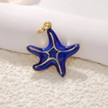 Blue enamel starfish pendant with gold-plated metal frame for DIY jewelry making - A0173 Starfish (Blue Enamel)