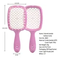 Hollow square hair brush in light purple and white for detangling and scalp massage - Light Pink + White