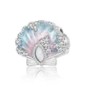 925 sterling silver shell charm with opal and blue-pink enamel for DIY bracelets - Gradient Shell Opal Charm (BSC1017)