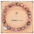 Bracelet en perles roses avec breloque cœur sur une carte de 45ème anniversaire - Bracelet en Pierre Rhodonite + Carte Joyeux 45ème