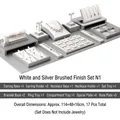 17-piece white leather and brushed silver jewelry display set for rings and necklaces - Display Set N1 (17-Piece)