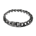 Pulsera de cadena cubana en plata envejecida con cierre de joyería en acero inoxidable - Ancho 9mm Longitud 20cm Pulsera - Plata Envejecida (KB154558-Z)