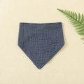 Soft dark blue double-layer cotton gauze baby bib with breathable crinkle texture - Aqua