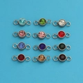 Lot de 12 breloques de naissance colorées en acier inoxydable pour création de bijoux DIY - Rouge de juillet (SR006) / Acier