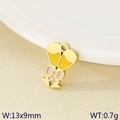 Golden balloon charm with pink bow and yellow enamel for DIY jewelry making - Yellow Balloons with Bow Charm (KLJ9480-ZLA)