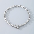 Bracciale con fibbia OT in acciaio inossidabile argento con catena a maglie per uomo e donna - Bracciale 19CM / 5mm Argento