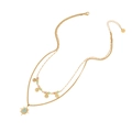 Double-layered gold stainless steel necklace with tree of life charms and sun pendant - Tree of Life Layered Necklace