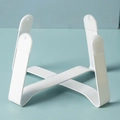 Elevated white X-shaped ceramic pet bowl stand with anti-slip protective caps - Elevated Cross Metal Stand / White