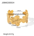 Bracciale rigido in acciaio dorato con design floreale a strati e dimensioni - JDBW2305014-Bracciale a Fiori Dorati