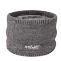Grey knit winter neck warmer with soft plush lining and HFLOWINT embroidery - 23*14*2cm / Medium Grey