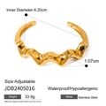 Brazalete ajustable de acero inoxidable chapado en oro de 18K con textura ondulada - Estilo de Textura de Onda (JDB2405016)