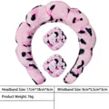 Pink leopard print spa headband and wristband set made of soft plush fabric - 16- Pink Leopard Print Headband + 1 Pair Of Wristbands