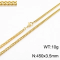 Chaîne cubaine en acier doré, 450x3.5mm, bijou hip-hop minimaliste et élégant pour femme - 45cm / Or 3.5mm