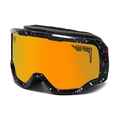 Ski goggles with black frame, pink blue splatter, and orange gold mirrored lens - Black Splatter Frame Orange Gold Lens