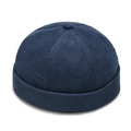 Dunkelblaue Cord-Docker-Mütze im Vintage-Stil ohne Krempe mit Sechs-Panel-Struktur - Verstellbar / Marineblau