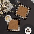 Set of 2 square French vintage coasters with floral patterns and checkered borders - French Vintage Style - S-shaped [square With Rounded Corners]
