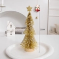 20cm gold mini Christmas tree with white frost and wooden base for desk decor - Champagne Gold 20CM