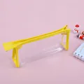 Transparent PVC pencil case with bright yellow edges and zipper for school storage - Yellow
