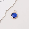 10mm dark blue round crystal birthstone charm with golden finish for DIY jewelry - Dark Blue