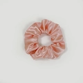 Classic light pink satin scrunchie with high glossy silk texture and pleated design - Satin 13 (Light Pink)