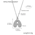 Silver letter A pendant necklace in stainless steel with zircon and product dimensions - 40+5cm / Silver-A