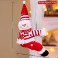 Christmas snowman curtain tieback buckle ornament, plush holiday decor, size 30x23cm, weight 136g - Red Santa Style (102-B)