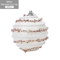 Pallina di Natale bianca 8cm con cordoncino a spirale e paillettes in oro rosa - Bianco