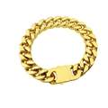 Poliertes goldenes Panzerarmband für Herren mit quadratischem Verschluss auf weißem Grund - 22cm / Gold