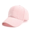 Rosa Cord-Baseballkappe für Damen und Herren mit minimalistischem einfarbigem Design - Rosa