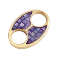 Golden oval clover connector with purple mosaic inlay for DIY jewelry making - Inlaid Pig Nose / Gold Purple Shell