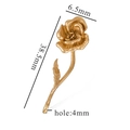 Ciondolo a rosa 3D in acciaio inossidabile placcato oro 18K con misura di 38,5mm lungo - Fiore di Rosa d'Oro