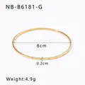 Minimalist 18k gold plated stainless steel bangle with small zircon inlay - Minimalist Thin Rhinestone Style (NB-B6181-G)