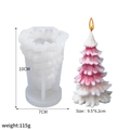 3D Christmas tree silicone candle mold with finished red gradient wax tree and dimensions - Small Needle Leaf Tree / Milky White