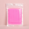 Pink disposable eyelash extension micro brushes in clear self-sealing plastic bag - Pink 100 Pcs Pouch Pack