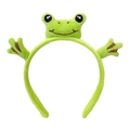 Bandeau grenouille en peluche verte avec yeux et pattes brodés pour le lavage - Grenouille Vert Herbe qui Salue