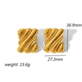 18k vergoldete Edelstahl-Ohrringe mit geometrischer Wellenstruktur und Maßen - Goldener Stil (TE6908-G) / Gold