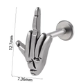Middle Finger Gesture (#20) / 1.2*8mm / Silver