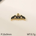 Halloween bat charm in gold and black enamel with red dots, 16x9mm decorative pendant - Cross Bat Style (KLJ10370-ZLA)