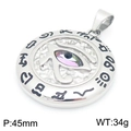 Gepolijste zilveren Oog van Horus hanger met iriserend midden en oude symbolen - Stijl B Oog van Horus Hanger - Zilver Zonder Ketting (KP116664-MZOZ) / Zilver