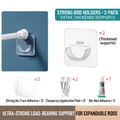 Transparent telescopic rod brackets set with strong adhesive hooks and glue - Rod Holder-2pcs (Including Nail-free Glue)