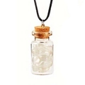 Detail of creative glass bottle pendant with white stones and black cord necklace - White Crystal