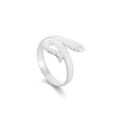 Anillo de serpiente plateado ajustable con textura de escamas y diseño envolvente - Estilo de Diseño de Patrón de Serpiente (KR105283--KFC) / Color Acero