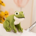 Simpatico peluche rana verde con pelliccia morbida e grandi occhi seduti - 12cm