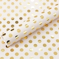 White gift wrapping paper with metallic gold polka dots in a decorative roll format - White Base Gold Foil Polka Dots / 50*70CM