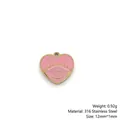 Pink heart pendant charm in 316 stainless steel with evil eye enamel detail - Pink Heart