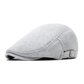 Adjustable light grey knitted newsboy cap for men and women with bronze metal buckle - Light Gray