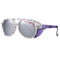 Polarized sports sunglasses in splash white and purple with silver mirrored lenses - C8-Splatter White Purple Frame Silver Mirror