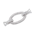 Detailed view of silver oval connector clasp with pave rhinestones and trumpet end caps - Platinum (VK229 Large Pig Nose)